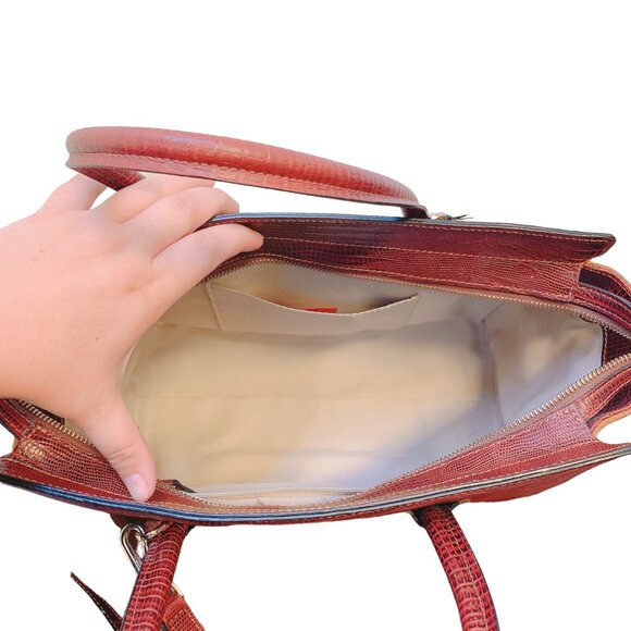 Mario Valentino Milano Kiria Tejus VA 3705 Genuine Leather Handbag With Suede Ac - Picture 6 of 11